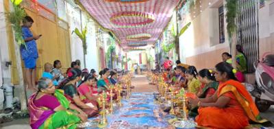 தூத்துக்குடி சந்தி விநாயகர் கோவிலில் திருவிளக்கு பூஜை